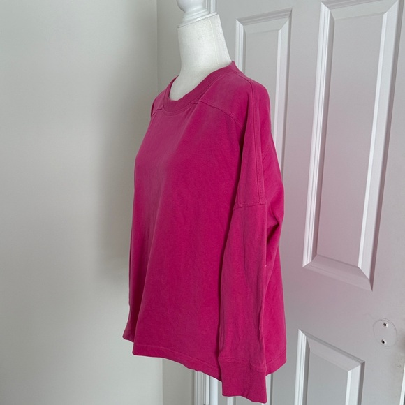 Easel Pink Long Sleeve Crew neck Sweatshirt Oversized Medium 100% Cotton - Picture 2 of 8